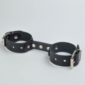 Черные кожаные наручники-фиксатор - Sitabella - купить с доставкой в Новочебоксарске