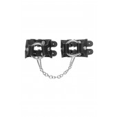 Черные кожаные наручники-браслеты из двух ремешков - Pecado - купить с доставкой в Новочебоксарске