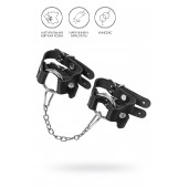 Черные кожаные наручники-браслеты из двух ремешков - Pecado - купить с доставкой в Новочебоксарске