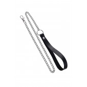 Поводок с ручкой из черной натуральной кожи и карабином для ошейника - Pecado - купить с доставкой в Новочебоксарске