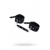 Черные двухслойные кожаные оковы с белой строчкой - Pecado - купить с доставкой в Новочебоксарске