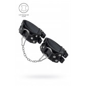 Черные кожаные оковы с двумя ремешками - Pecado - купить с доставкой в Новочебоксарске