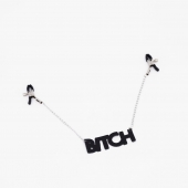 Зажимы на соски с кожаной подвеской Bitch - Crazy Handmade - купить с доставкой в Новочебоксарске