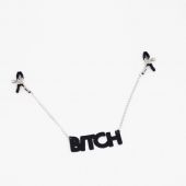 Зажимы на соски с кожаной подвеской Bitch - Crazy Handmade - купить с доставкой в Новочебоксарске
