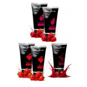 Набор из 5 съедобных лубрикантов JUJU (клубника х 2, малина х 2, вишня) - JuJu - купить с доставкой в Новочебоксарске
