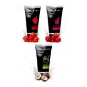 Набор из 3 съедобных лубрикантов JUJU (клубника, малина, кокос) - JuJu - купить с доставкой в Новочебоксарске