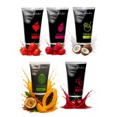 Набор из 5 съедобных лубрикантов JUJU (клубника, малина, тропические фрукты, вишня, кокос) - JuJu - купить с доставкой в Новочебоксарске