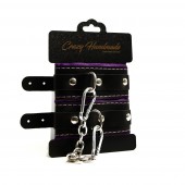 Черно-фиолетовые скругленные наручники с мягкой подкладкой - Crazy Handmade - купить с доставкой в Новочебоксарске