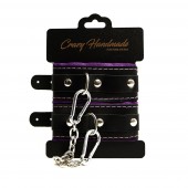 Черно-фиолетовые скругленные наручники с мягкой подкладкой - Crazy Handmade - купить с доставкой в Новочебоксарске