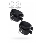 Черные кожаные оковы с двумя перекрёстными ремешками - Pecado - купить с доставкой в Новочебоксарске