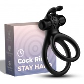 Черное эрекционное виброкольцо с подхватом мошонки Stay Hard - Boys of Toys - в Новочебоксарске купить с доставкой