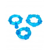 Набор из 3 синих эрекционных колец с различным рельефом - Erowoman-Eroman - в Новочебоксарске купить с доставкой