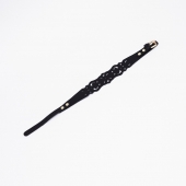 Черный ажурный чокер с золотистой фурнитурой - Crazy Handmade - купить с доставкой в Новочебоксарске