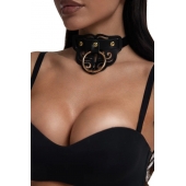 Черный чокер с клепками и золотистой фурнитурой - Crazy Handmade - купить с доставкой в Новочебоксарске