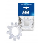 Прозрачное эрекционное кольцо со стимулирующими шариками - Sex Expert - в Новочебоксарске купить с доставкой