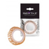 Эрекционное кольцо с бежевыми «ресничками» - Sextaz - в Новочебоксарске купить с доставкой