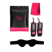 Черно-розовый эротический набор: маска, наручники и повязка - Erokay - купить с доставкой в Новочебоксарске