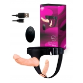 Женский страпон с 2 насадками, вибрацией и пультом ДУ - Erowoman-Eroman - купить с доставкой в Новочебоксарске