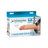 Телесный пустотелый фаллопротез 5’’ Hollow Silicone Strap-On - 14 см. - Pipedream - купить с доставкой в Новочебоксарске