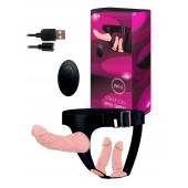 Женский страпон с 3 насадками и вибрацией - Erowoman-Eroman - купить с доставкой в Новочебоксарске