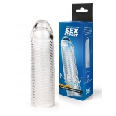 Прозрачная закрытая насадка на пенис с ребрышками - 16 см. - Sex Expert - в Новочебоксарске купить с доставкой