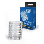 Прозрачная сквозная насадка на пенис с ребрышками - Sex Expert - в Новочебоксарске купить с доставкой