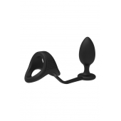 Черное эрекционное кольцо с анальной пробкой Cockstrap With Anal Plug - Dream Toys - в Новочебоксарске купить с доставкой