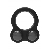 Черное эрекционное кольцо с утяжелителями Cockring Dual Weight - Dream Toys - в Новочебоксарске купить с доставкой