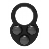 Черное эрекционное кольцо с утяжелителями - Dream Toys - в Новочебоксарске купить с доставкой