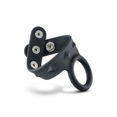 Черное эрекционное кольцо с подхватом мошонки на кнопках VS6 - Blush Novelties - в Новочебоксарске купить с доставкой