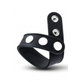 Черное эрекционное кольцо на кнопках - Blush Novelties - в Новочебоксарске купить с доставкой