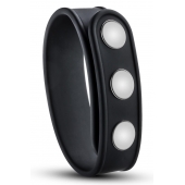 Черное эрекционное кольцо на кнопках - Blush Novelties - в Новочебоксарске купить с доставкой