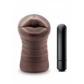 Коричневый мастурбатор-ротик Krystal Vibrating Masturbator - Blush Novelties - в Новочебоксарске купить с доставкой
