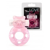 Розовое эрекционное виброкольцо в форме мишки - 1137 - в Новочебоксарске купить с доставкой