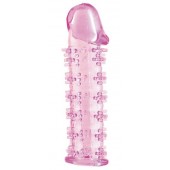 Гелевая розовая насадка на фаллос с шипами - 12 см. - Toyfa Basic - в Новочебоксарске купить с доставкой