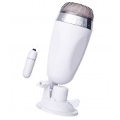 Мастурбатор-вагина в белой колбе с присоской и встраиваемой вибропулей - A-toys - в Новочебоксарске купить с доставкой