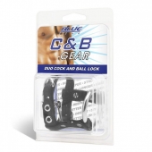 Утяжка на пенис на замочке Duo Cock And Ball Lock - BlueLine - купить с доставкой в Новочебоксарске