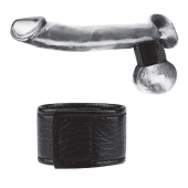 Чёрная утяжка на мошонку 1  Velcro Ball Stretcher - BlueLine - купить с доставкой в Новочебоксарске