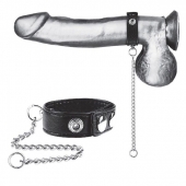 Утяжка на пенис с поводком Snap Cock Ring With 12  Leash - BlueLine - купить с доставкой в Новочебоксарске