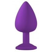 Большая фиолетовая анальная пробка Emotions Cutie Large с голубым кристаллом - 10 см. - Lola Games - купить с доставкой в Новочебоксарске