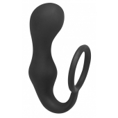 Чёрное эрекционное кольцо с анальной пробкой Double Pleasure Anal Plug - Lola Games - в Новочебоксарске купить с доставкой
