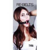 Чёрный кожаный чокер-кляп Tyra Black - Rebelts - купить с доставкой в Новочебоксарске