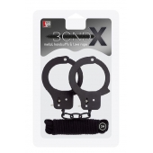 Чёрные наручники из листового металла в комплекте с веревкой BONDX METAL CUFFS LOVE ROPE SET - Dream Toys - купить с доставкой в Новочебоксарске