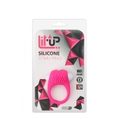 Розовое эрекционное кольцо с щеточкой LIT-UP SILICONE STIMU RING 5 - Dream Toys - в Новочебоксарске купить с доставкой