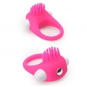 Розовое эрекционное кольцо с щеточкой LIT-UP SILICONE STIMU RING 5 - Dream Toys - в Новочебоксарске купить с доставкой