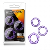 Набор из 3 фиолетовых эрекционных колец Stay Hard Beaded Cockrings - Blush Novelties - в Новочебоксарске купить с доставкой