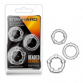 Набор из 3 прозрачных эрекционных колец Stay Hard Beaded Cockrings - Blush Novelties - в Новочебоксарске купить с доставкой
