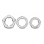 Набор из 3 прозрачных эрекционных колец Stay Hard Beaded Cockrings - Blush Novelties - в Новочебоксарске купить с доставкой