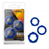 Набор из 3 синих эрекционных колец Stay Hard Beaded Cockrings - Blush Novelties - в Новочебоксарске купить с доставкой