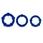 Набор из 3 синих эрекционных колец Stay Hard Beaded Cockrings - Blush Novelties - в Новочебоксарске купить с доставкой